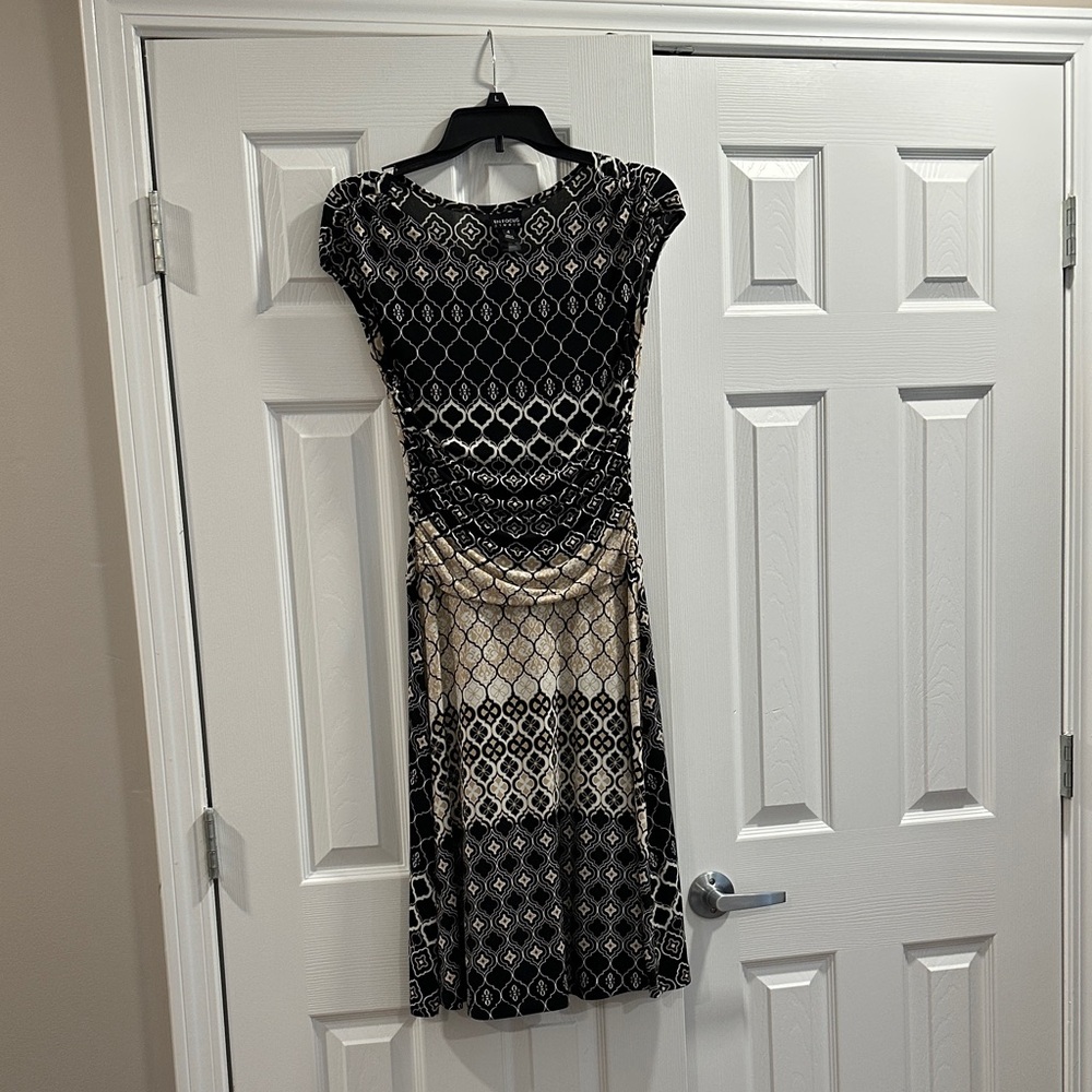 Enfocus Studio Black and Gold Patterned Midi Dress